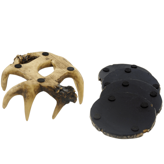 Old West Deer Antler Coasters Set with Outdoors Cabin Decor